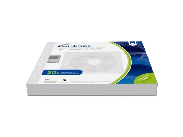 MediaRange - CD/DVD lomme - kapacitet: 1 CD, 1 DVD - hvid (pakke med 50)