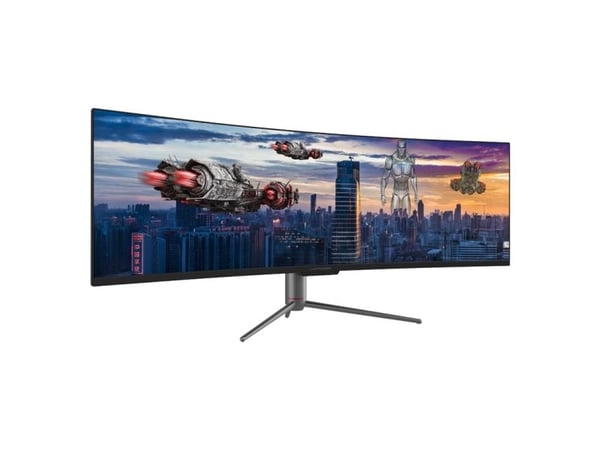LC Power - QLED-monitor - kurvet - 49" - 5120 x 1440 Dual Quad HD @ 120 Hz - VA - 400 cd/m² - 3000:1 - 6 ms - 2xHDMI, 2xDisplayPort - antrasittsvart