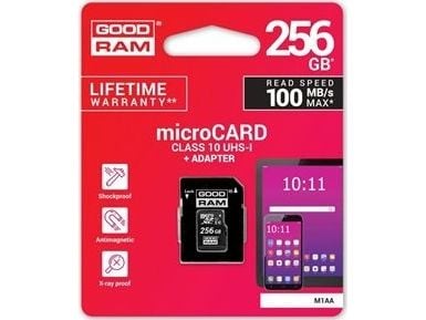 GOODRAM S1A0 - Flashminnekort - 256 GB - Video Class V30 / UHS-I U1 / Class10 - SDXC UHS-I