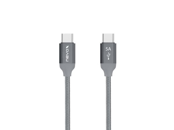 nevox 1653, 1 m, USB C, USB C, USB 2.0, 0,48 Gbit/s, Grå, Sølv