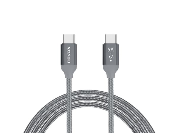 nevox 1653, 1 m, USB C, USB C, USB 2.0, 0,48 Gbit/s, Grå, Sølv