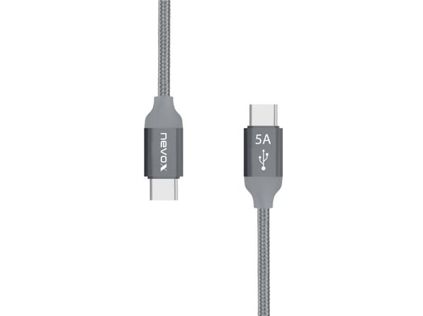 nevox 1653, 1 m, USB C, USB C, USB 2.0, 0,48 Gbit/s, Grå, Sølv