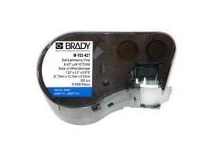 Brady B-427 - Vinyl - permanent akryllim - svart på hvit/klar - 12,7 x 31,75 mm 200 etikett(er) (1 rull(er) x 200 etiketter) - for Brady BMP41, BMP...