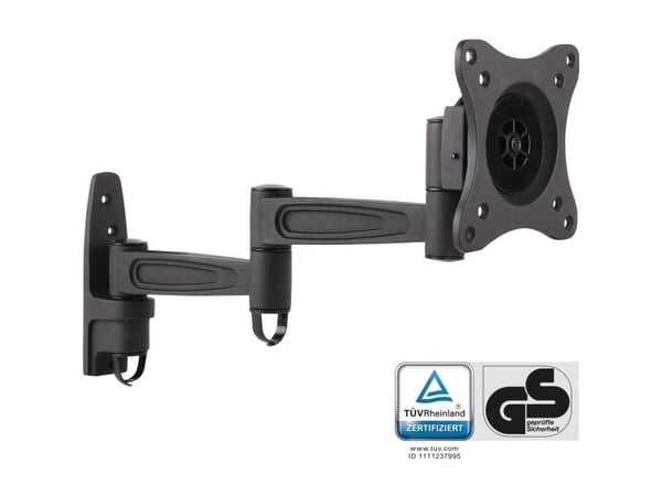 InLine 23105D, 75 x 75 mm, 100 x 100 mm, -15 - 15°, -90 - 90°, Aluminium, Svart