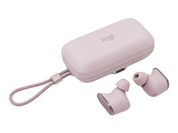 Logitech Zone True Wireless - True wireless-hodetelefoner med mikrofon - i øret - Bluetooth - aktiv støydemping - rosa