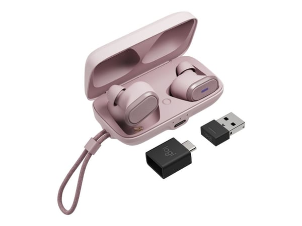 Logitech Zone True Wireless - True wireless-hodetelefoner med mikrofon - i øret - Bluetooth - aktiv støydemping - rosa