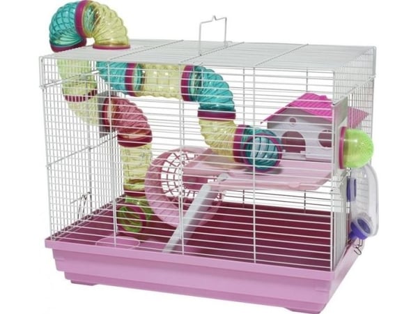 Panama Pet klatrebur for gnagere 47x30x37 cm hvit/rosa