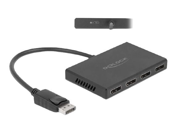 Delock - Video/lyd-splitter - 4 x DisplayPort - stasjonær