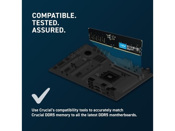 Crucial - DDR5 - sats - 16 GB: 2 x 8 GB - DIMM 288-pin - 4800 MHz / PC5-38400 - CL40 - 1.1 V - ej buffrad - icke ECC