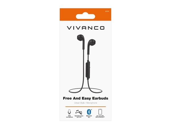 Vivanco Free And Easy, Trådløs, Samtaler/musikk, 20 - 20000 Hz, Hodesett, Svart