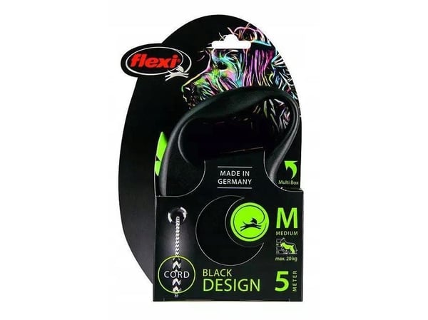 flexi Black Design M snor 5 m, 20 kg, grøn