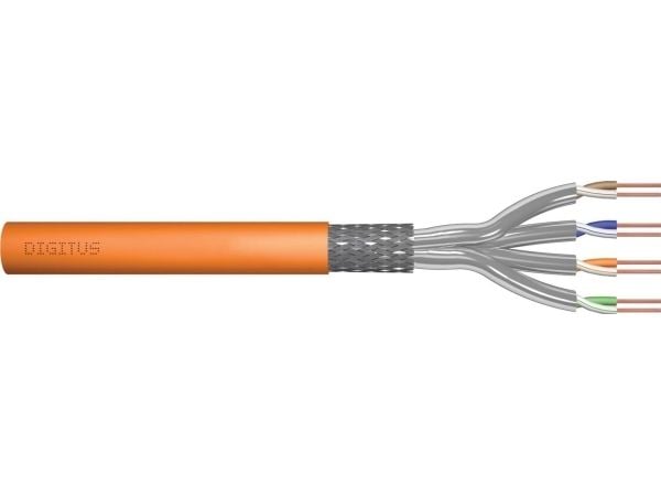 DIGITUS Professional - Installation cable - 7.2 mm - S/FTP - simpleks - CAT 7 - halogenfri, riser, solid, campus - oransje, RAL 2000