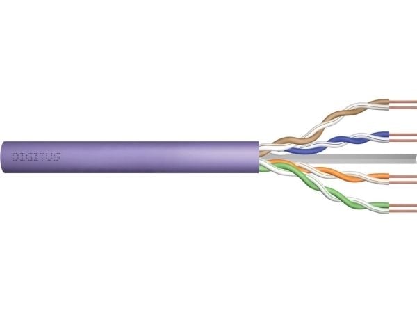 DIGITUS Professional - Bulkkabel - 6.3 mm - UTP - simplex - CAT 6 - IEEE 802.5/IEEE 802.3 - halogenfri, stigare, fast, campus - lila, RAL 4005