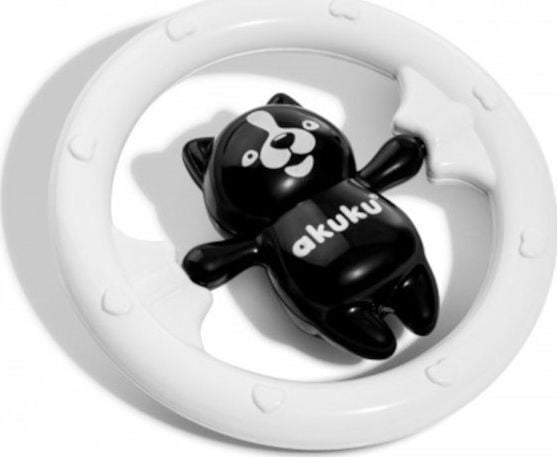 Akuku Akuku Sensory Rattle Svart og hvit bamse