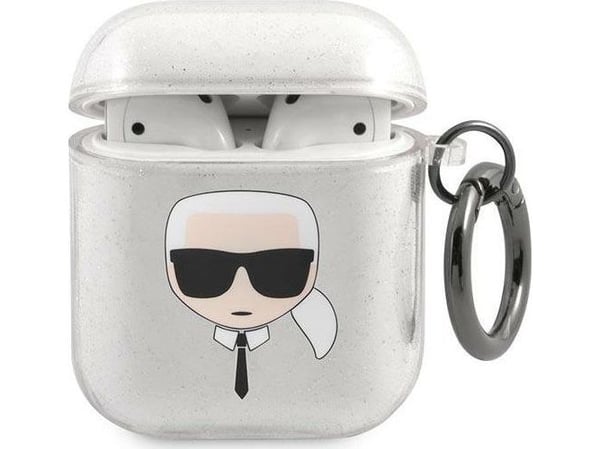 Karl Lagerfeld Kotelo Karl Lagerfeld KLA2UKHGS Apple AirPods suojakotelo hopea/hopea Glitter Karl`s Head