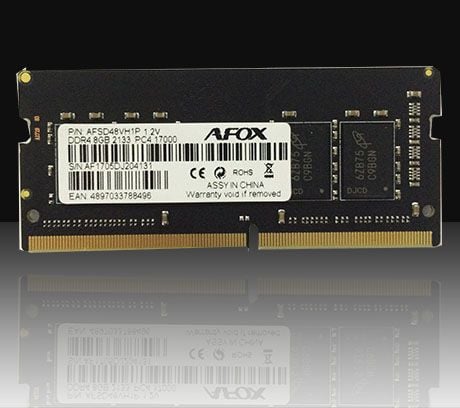 AFOX DDR4 8G 2133 SO DIMM, 8 GB, 1 x 8 GB, DDR4, 2133 MHz, 260-pin SO-DIMM, Svart