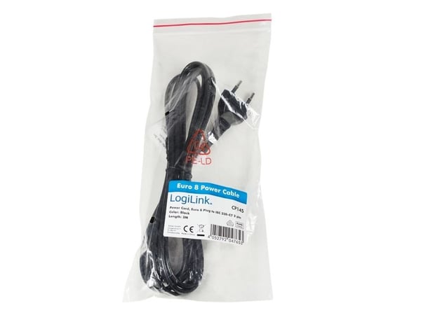 LogiLink CP145, 3 m, CEE7/16, C7-liitin, 250 V, 2,5 A