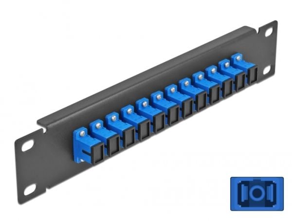 Delock - Koblingspanel - skapmonterbar - SC SM X 12 - svart, blå - 1U - 10"