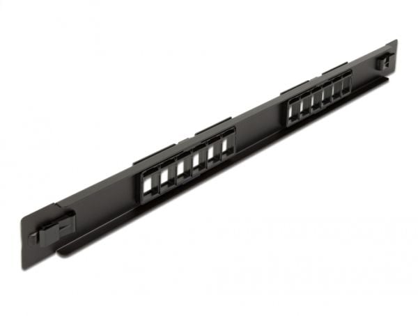 Delock - Pluggbord (blankt) - rackmonterbar - svart - 1U - 19" - 12 porter