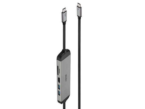 Lindy 43326, Ledningsført, USB 3.2 Gen 1 (3.1 Gen 1) Type-C, 100 W, Sort, Grå, MicroSD (TransFlash), SD, 5 Gbit/sek.