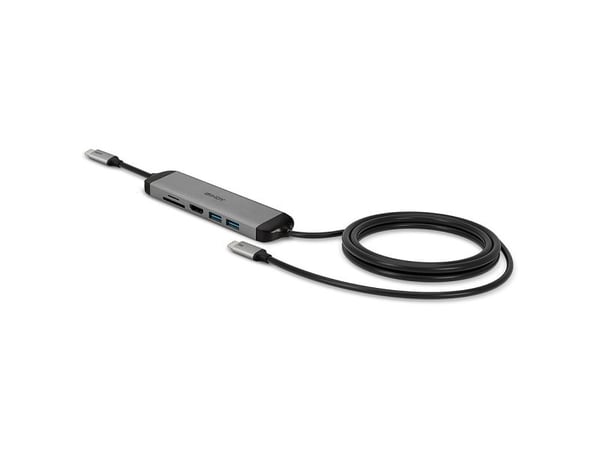 Lindy 43326, Ledningsført, USB 3.2 Gen 1 (3.1 Gen 1) Type-C, 100 W, Sort, Grå, MicroSD (TransFlash), SD, 5 Gbit/sek.