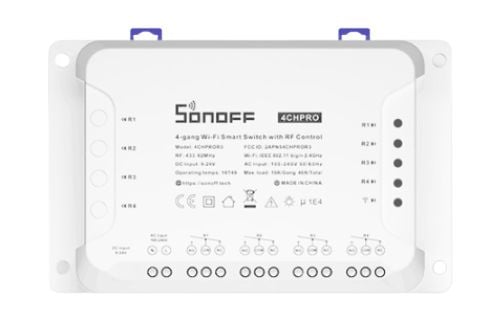 Sonoff 4CHPROR3, Smart strömställare, Trådlös, 2483 MHz, Vit, WPA, WPA2, 120 - 240 V