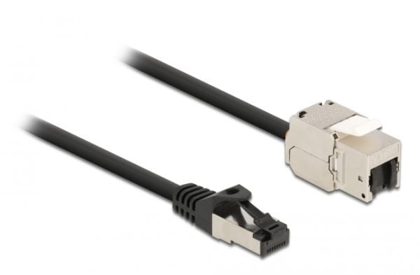 Delock - Nettverksforlengelseskabel - RJ-45 (hann) til RJ-45 (hunn) nøkkelsky - 2 m - S/FTP - CAT 6a - svart
