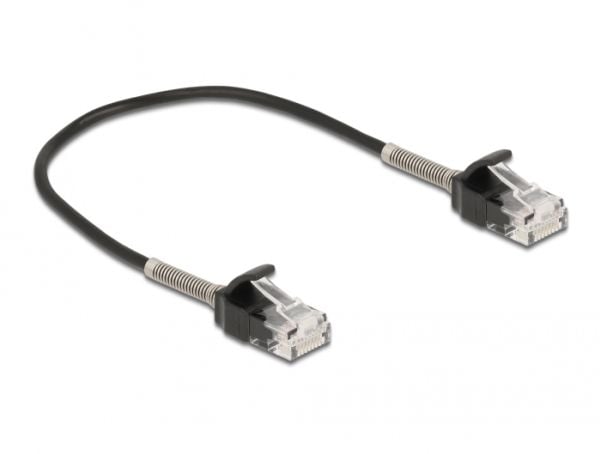 Delock - Nettverkskabel - RJ-45 (hann) til RJ-45 (hann) - 25 cm - UTP - CAT 6a - formstøpt, uten hindringer - svart