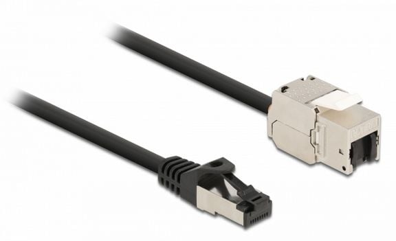 Delock - Nettverksforlengelseskabel - RJ-45 (hann) til RJ-45 (hunn) nøkkelsky - 3 m - S/FTP - CAT 6a - svart