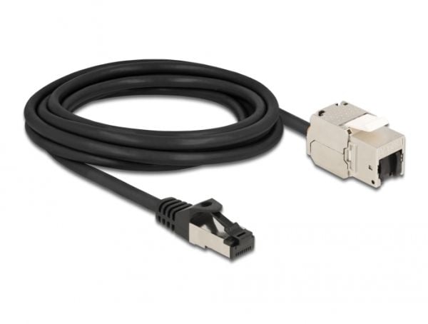 Delock - Nettverksforlengelseskabel - RJ-45 (hann) til RJ-45 (hunn) nøkkelsky - 3 m - S/FTP - CAT 6a - svart