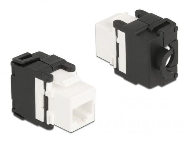 Delock - Trapes-jakk - 180° - CAT 6a - RJ-45, LSA - hvit