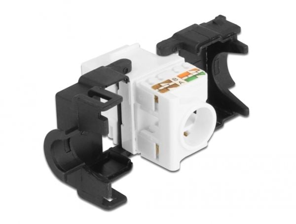 Delock - Trapes-jakk - 180° - CAT 6a - RJ-45, LSA - hvit