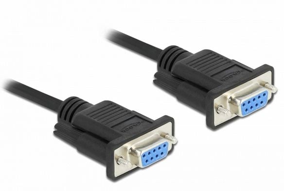 Delock - Null modem-kabel - DB-9 (hunn) til DB-9 (hunn) - 2 m - tommelskruer - svart
