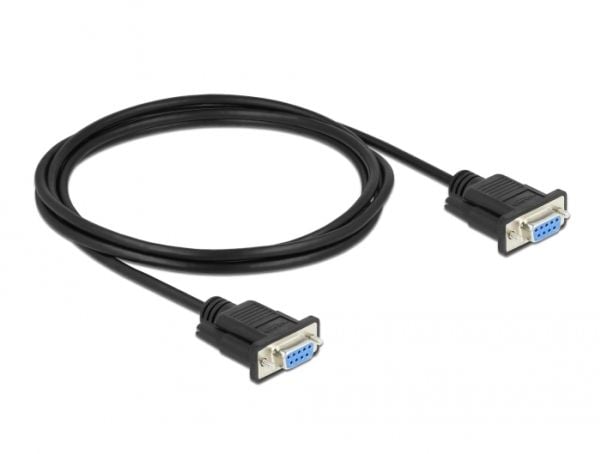 Delock - Null modem-kabel - DB-9 (hunn) til DB-9 (hunn) - 2 m - tommelskruer - svart