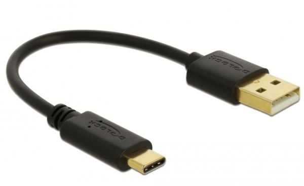 Delock - USB-adapter - USB (hann) til USB-C (hann) - 3 A - 15 cm - svart