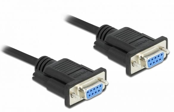 Delock - Null modem-kabel - DB-9 (hunn) til DB-9 (hunn) - 1 m - tommelskruer - svart