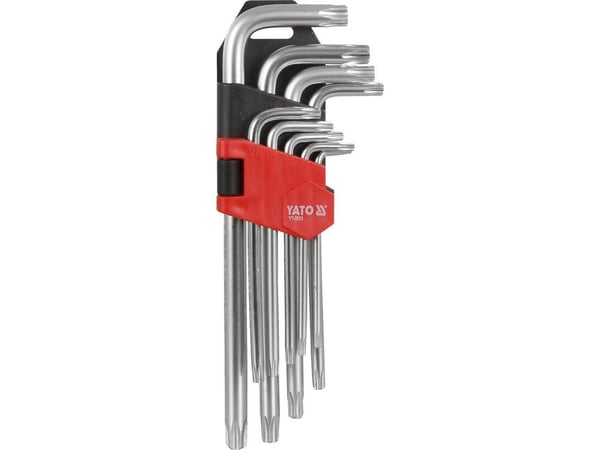 Yato YT-0511, L-torx nøkkelsett, T10, T15, T20, T25, T27, T30, T40, T45, T50, Sølv, Kromvanadiumstål, 1,5 cm, 7,2 cm