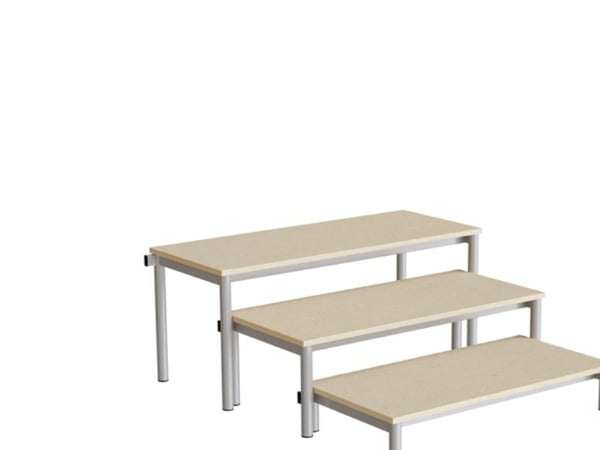 Bænk Idol, trappe 800, beige linoleum, alugråt stel, 3 sektioner