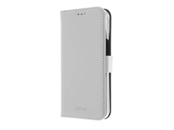 Insmat Exclusive - Flipdeksel for mobiltelefon - ekte skinn, termoplastisk polyuretan (TPU), papp+papir+aluminiumsfolie, bomullssøm - hvit - for Ap...