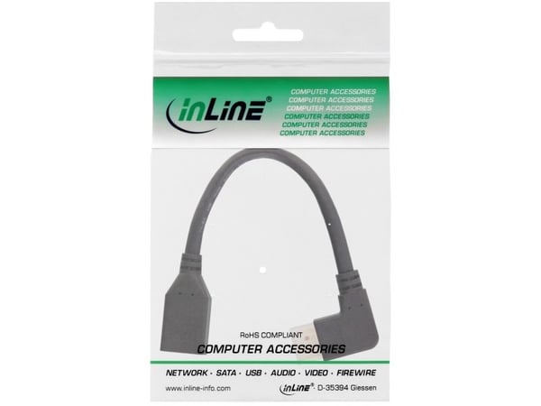 INLINE - DisplayPort-adapter - DisplayPort (W) rett til DisplayPort (M) rett vinkel - DisplayPort 1,4 - 15 cm - 8K-støtte - Svart