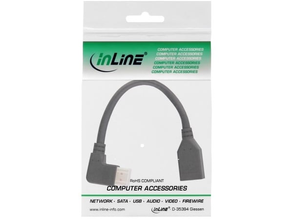 INLINE - DisplayPort-adapter - DisplayPort (W) rett til DisplayPort (M) venstrevinklet - DisplayPort 1,4 - 15 cm - 8K-støtte - Svart