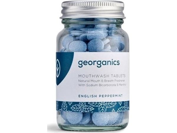 Georganics tabletter til å pusse tannkjøttet Peppermint 180 tabletter