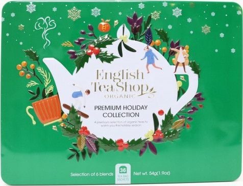 English Tea Sho premium Holiday Collection -teet koristeellisessa vihreässä purkissa BIO