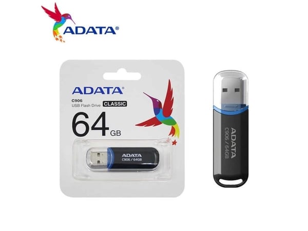 ADATA C906, 64 GB, USB A-tyyppi, 2.0, Suojus, 9 g, Musta