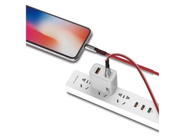SOMOSTEL USB CABLE IPHONE 2.4A RED 2400MAH QUICK CHARGER QC 3.0 1M POWERLINE METAL PLUG BW02