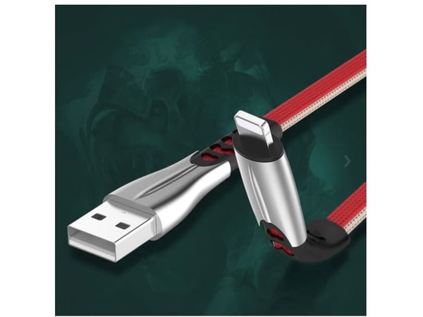 SOMOSTEL USB CABLE IPHONE 2.4A RED 2400MAH QUICK CHARGER QC 3.0 1M POWERLINE METAL PLUG BW02