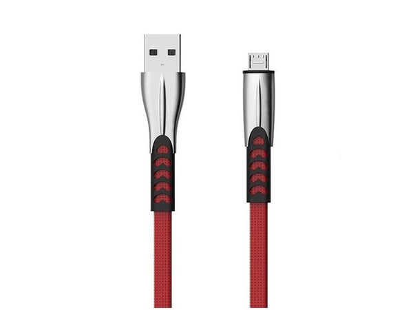 SOMOSTEL USB CABLE MICRO 2.4A RED 2400MAH QUICK CHARGER QC 3.0 1M POWERLINE METAL PLUGS BW02