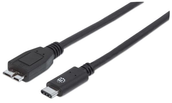 Manhattan 353397, 1 m, USB C, Micro-USB B, USB 3.2 Gen 2 (3.1 Gen 2), 10 Gbit/s, Sort