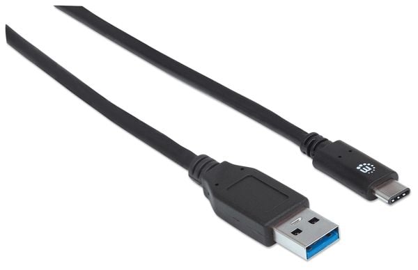 Manhattan 353373, 1 m, USB A, USB C, USB 3.2 Gen 2 (3.1 Gen 2), 10 Gbit/sek, svart