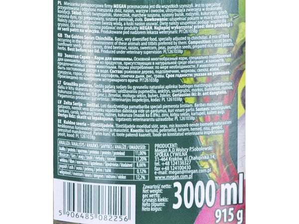Megan 5906485082256 lemmikkieläinten ruoka pieneläimille Välipala 915 g Hamsteri, Kani